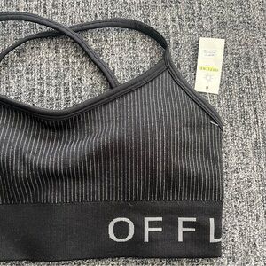 NWT Aerie Women’s Black Ribbed Cross Back Sports Bra